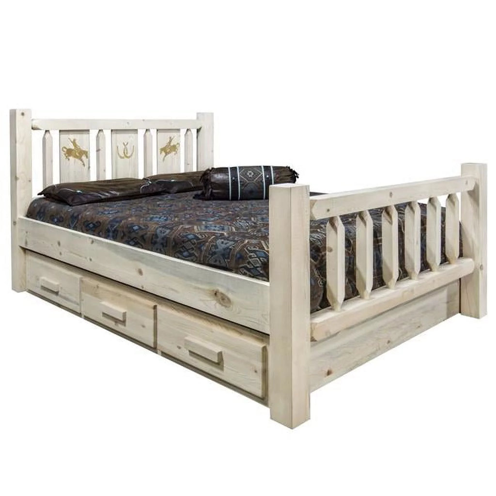 Natural Pine Wood Twin Storage Bed I249
