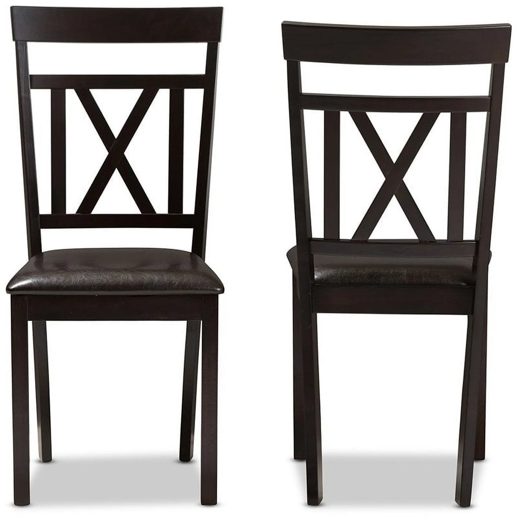Dark Brown Faux Leather Dining Side Chair Set of 2 X6780