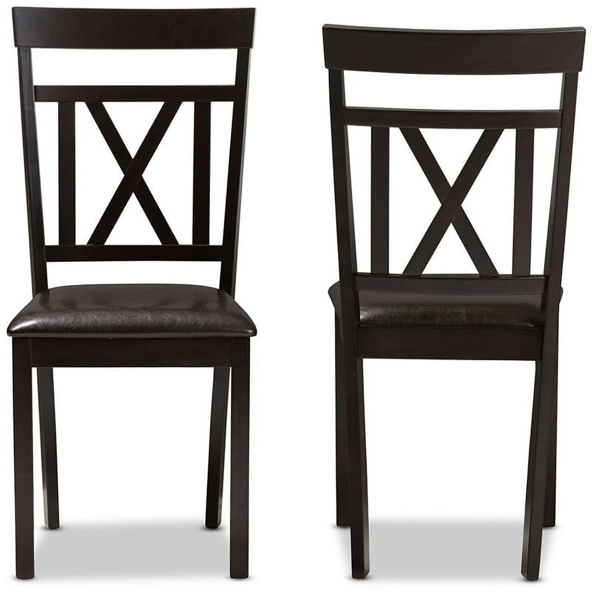 Dark Brown Faux Leather Dining Side Chair Set of 2 X6780