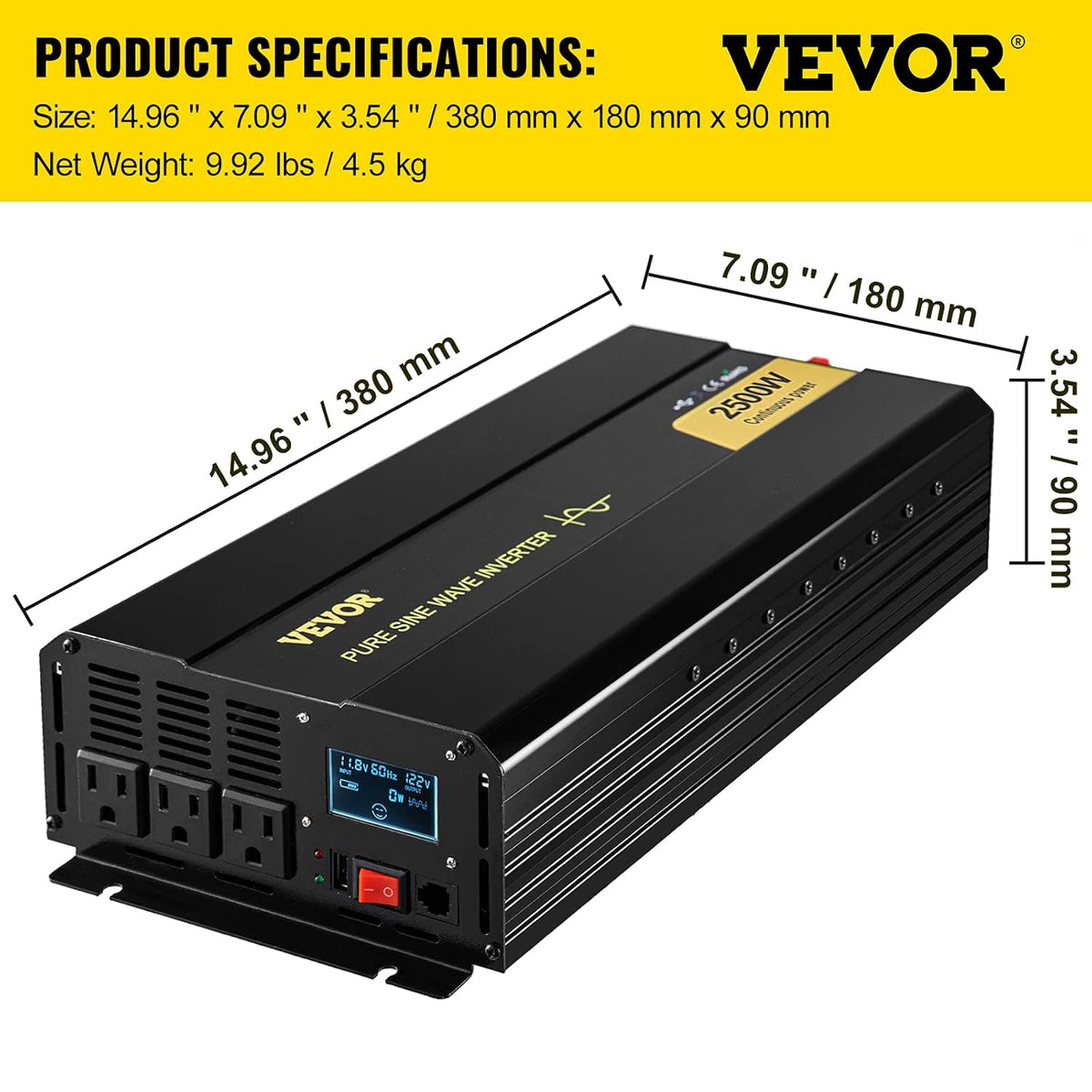 2500 Watt Pure Sine Wave Power Inverter M7911