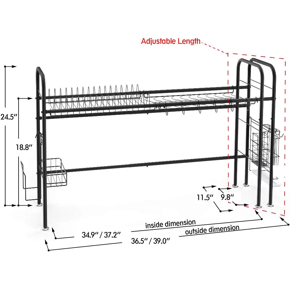 Adjustable Black Stainless Steel Dish Rack G115398