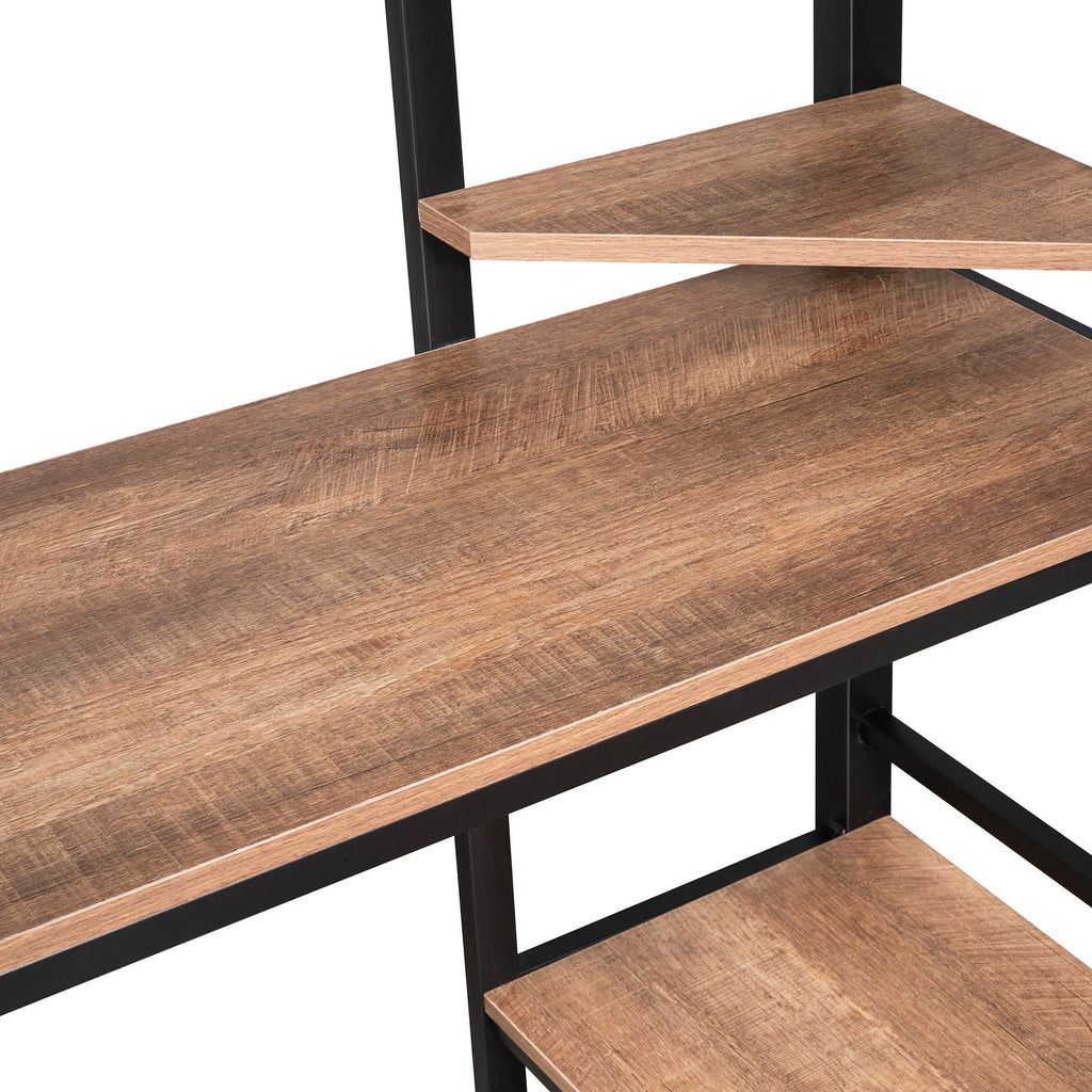 Black Full Metal Loft Bed with Desk and Storage Shelves K56481