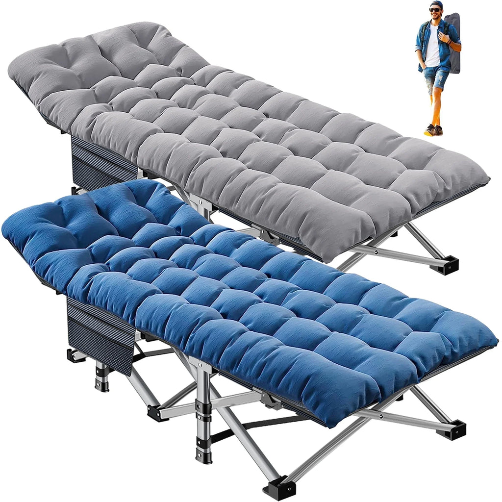 2 Pack Folding Camping Cot with Mattress and Carry Bag T643