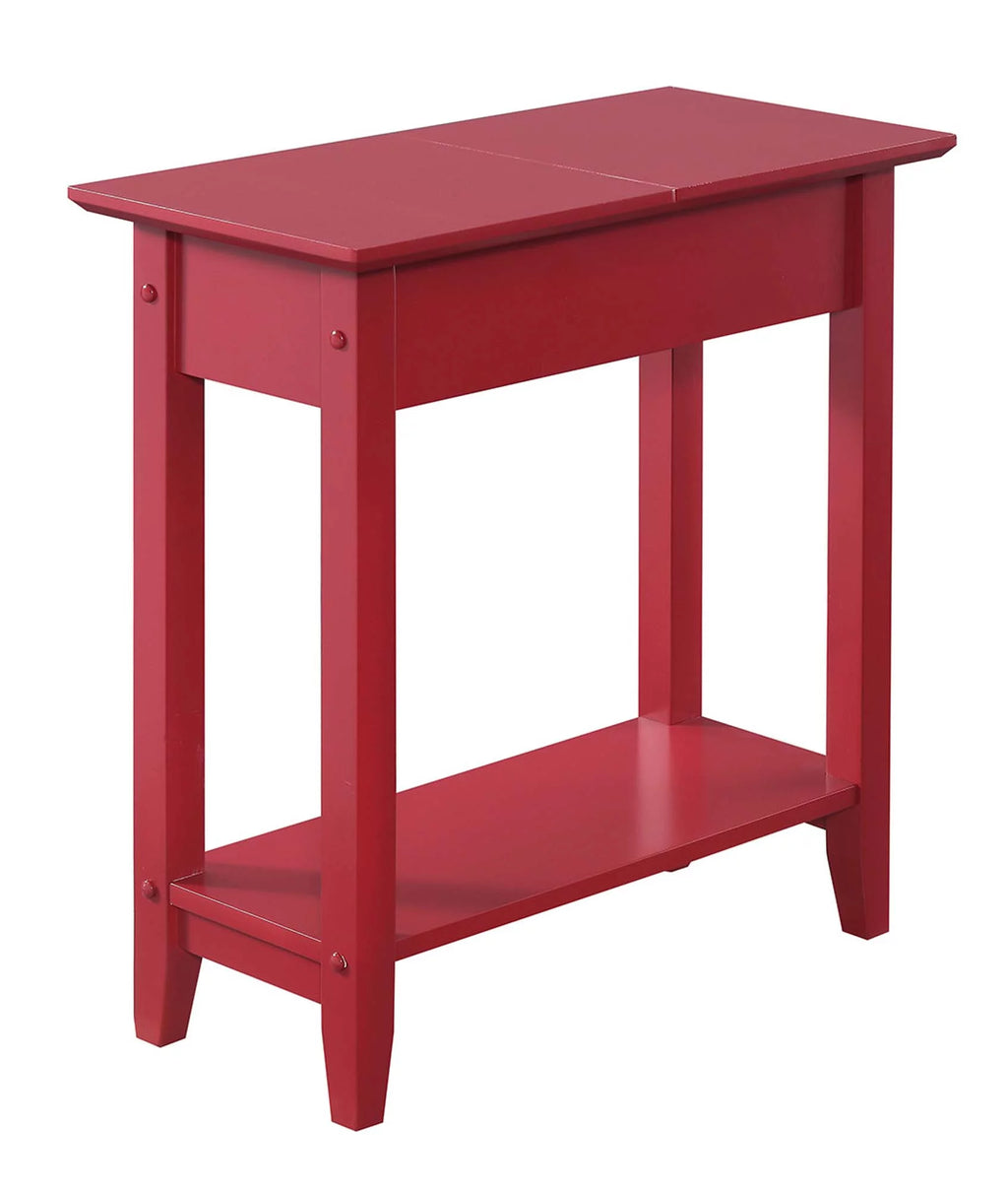 Cranberry Red Flip Top End Table with Shelf C101