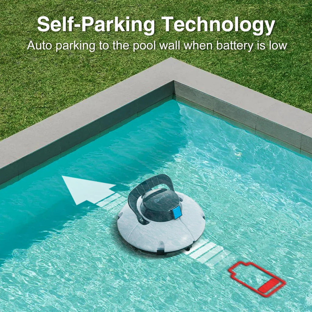Cordless Robotic Pool Cleaner with Dual Suction Ports O82743