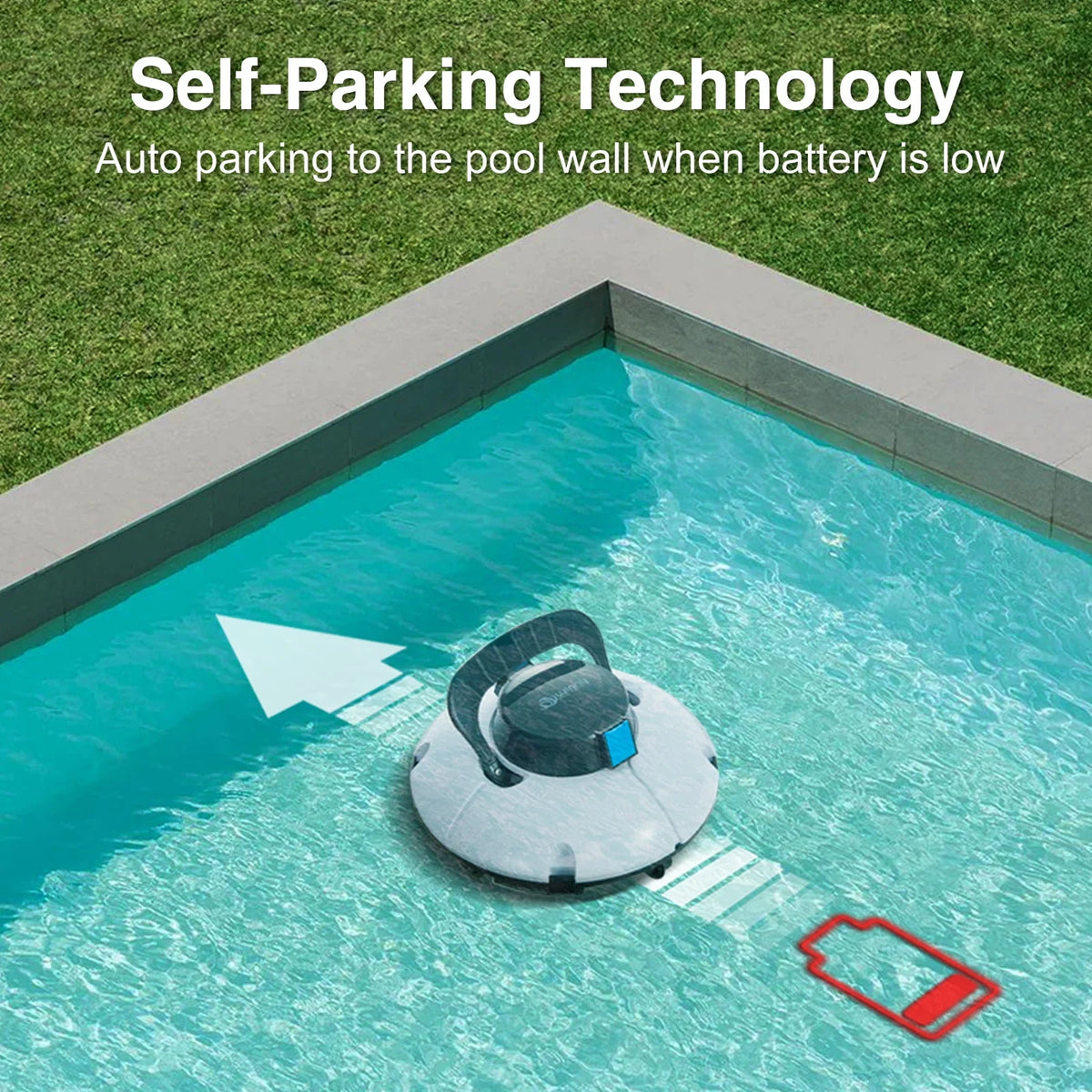Cordless Robotic Pool Cleaner with Dual Suction Ports O82743