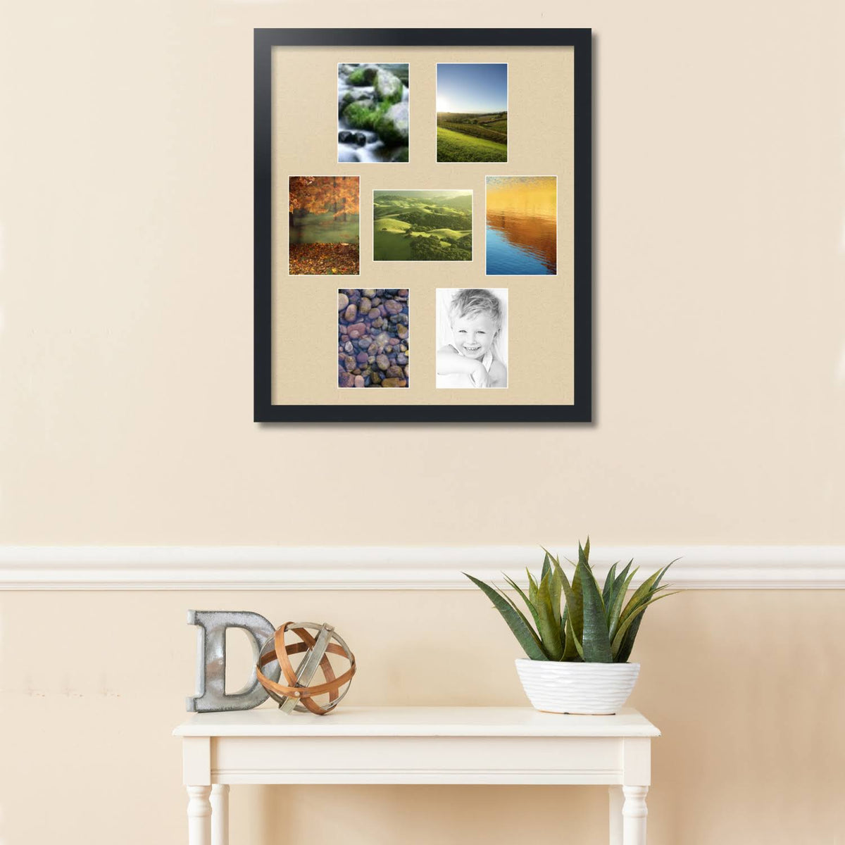 Satin Black 7 Opening Collage Picture Frame A32682