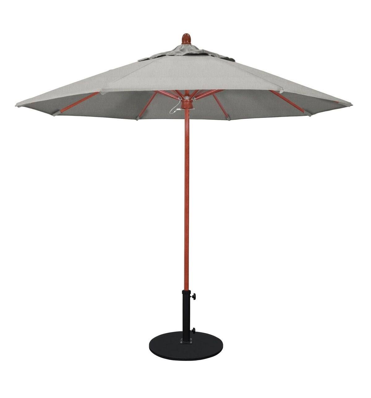 Red Oak Fiberglass Pole Market Umbrella with Pulley Lift V419