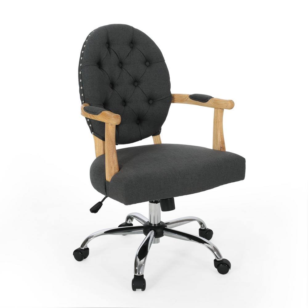 Dark Gray Fabric Adjustable Swivel Office Chair Z45875