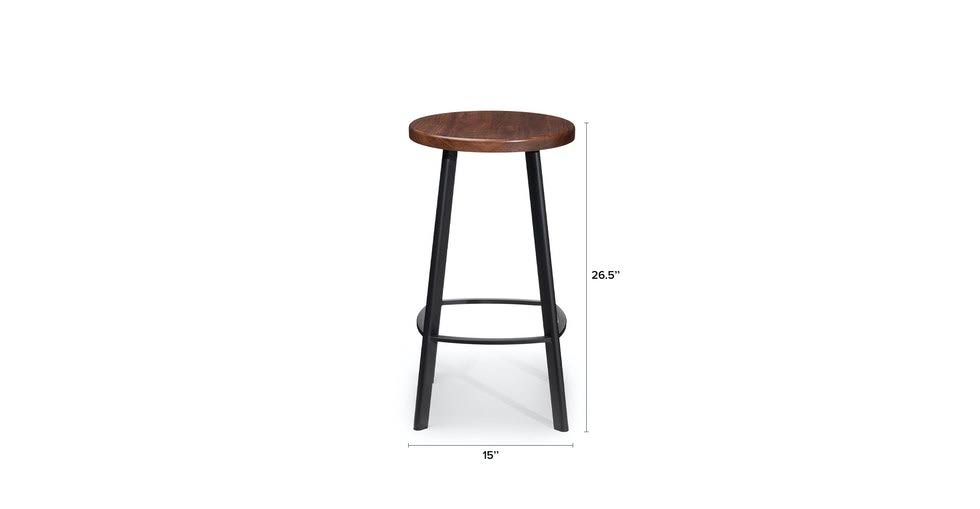 Walnut Counter Stool with Black Metal Base J14298