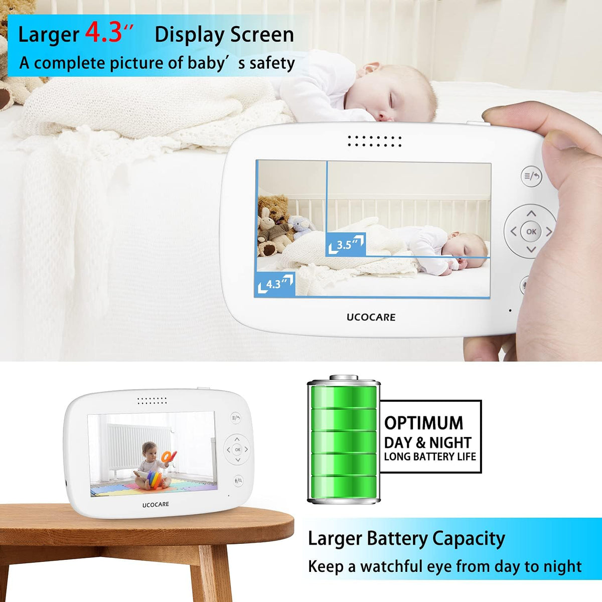 Baby Monitor with Camera and Audio, Night Vision, PTZ, Motion Detection, Auto Tracking, Temperature Monitor, 2-Way Talk K167282