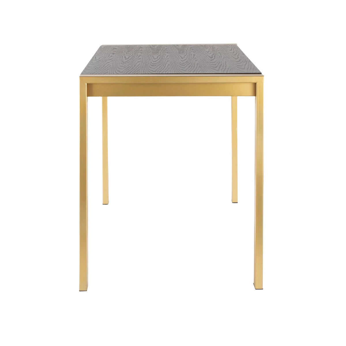Contemporary Counter Table Gold Metal Black Wood Grain D71103
