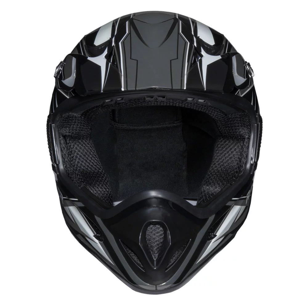 Open Face Helmet DOT Approved Black/Silver M D80004