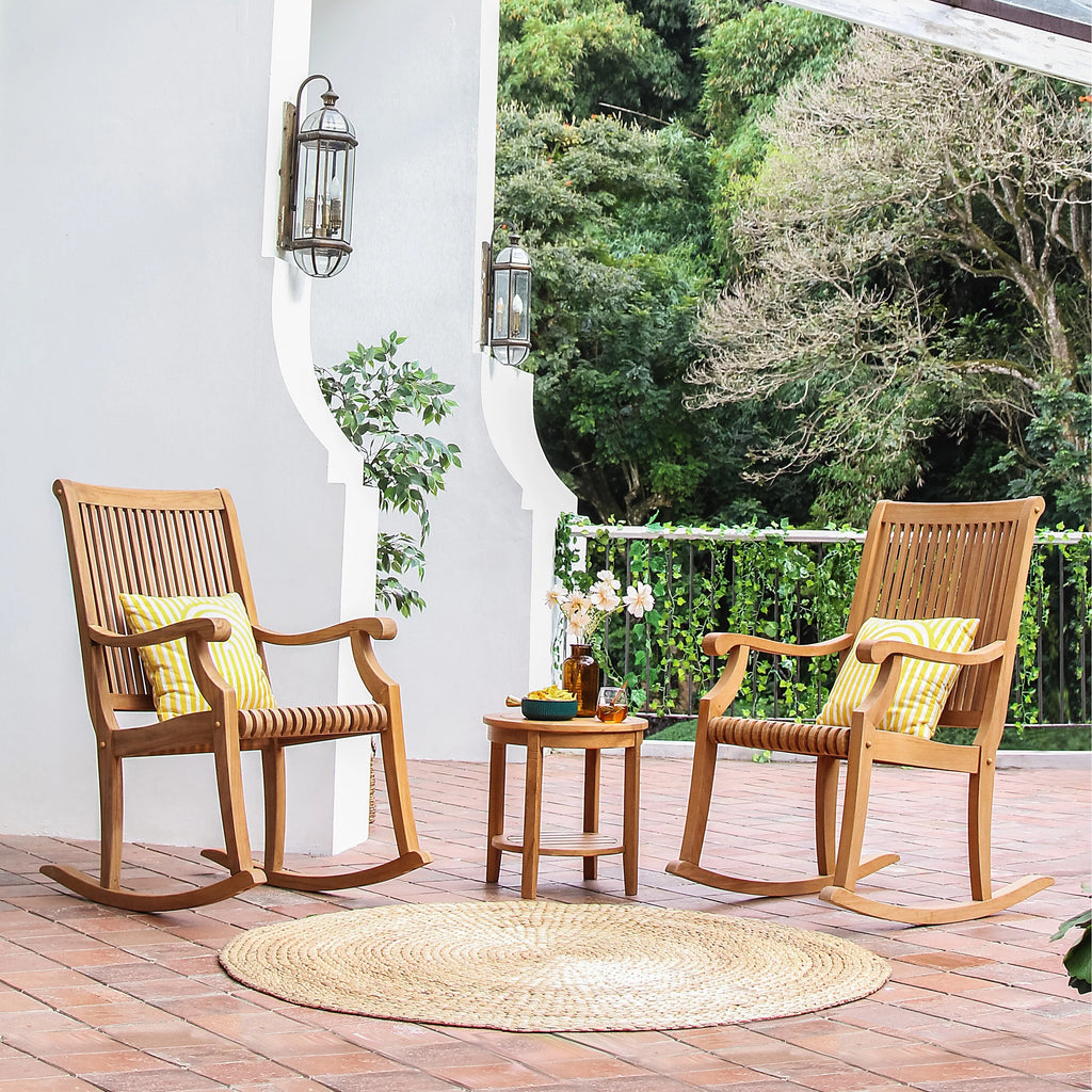 3-piece Teak Outdoor Rocking Chair Chat Set I8253