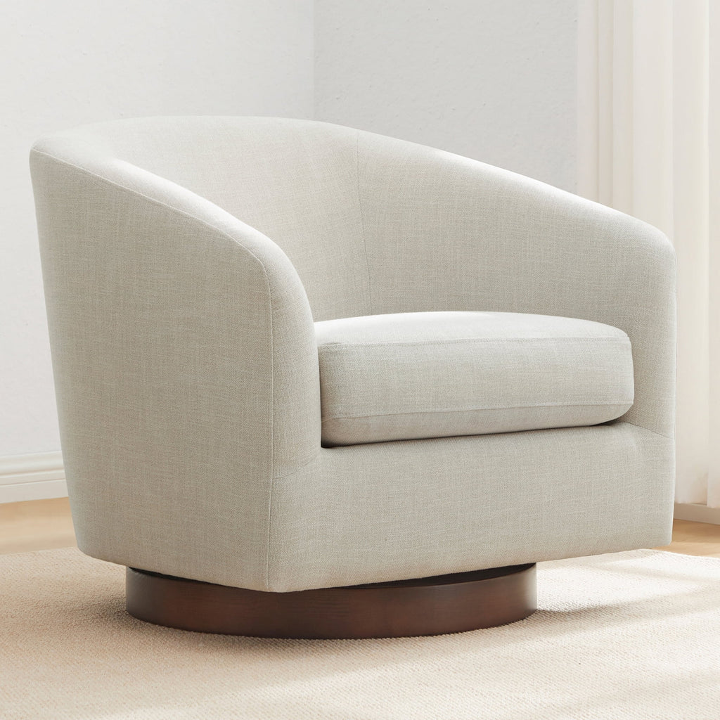 Ivory White Fabric Swivel Accent Chair K841791