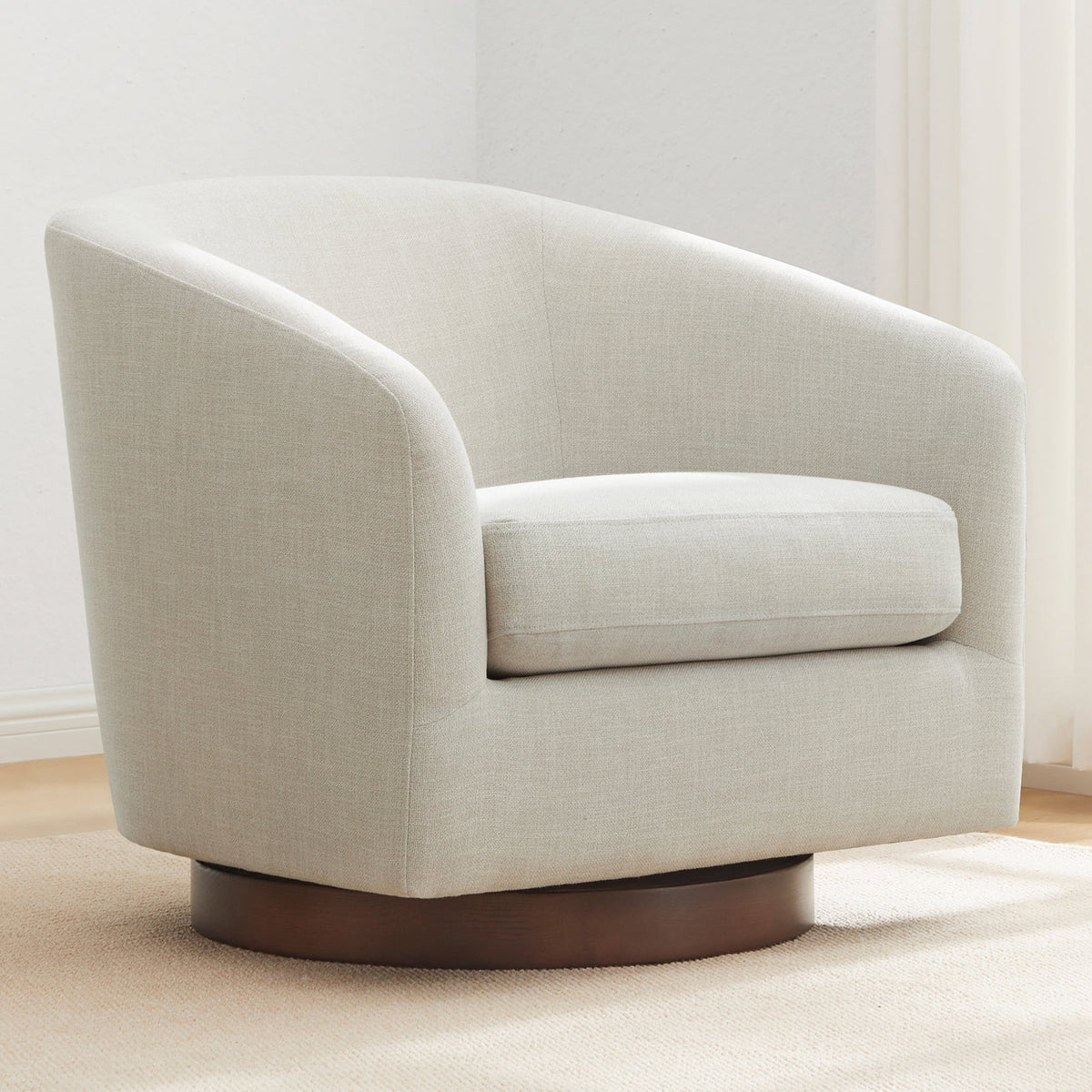 Ivory White Fabric Swivel Accent Chair K841791