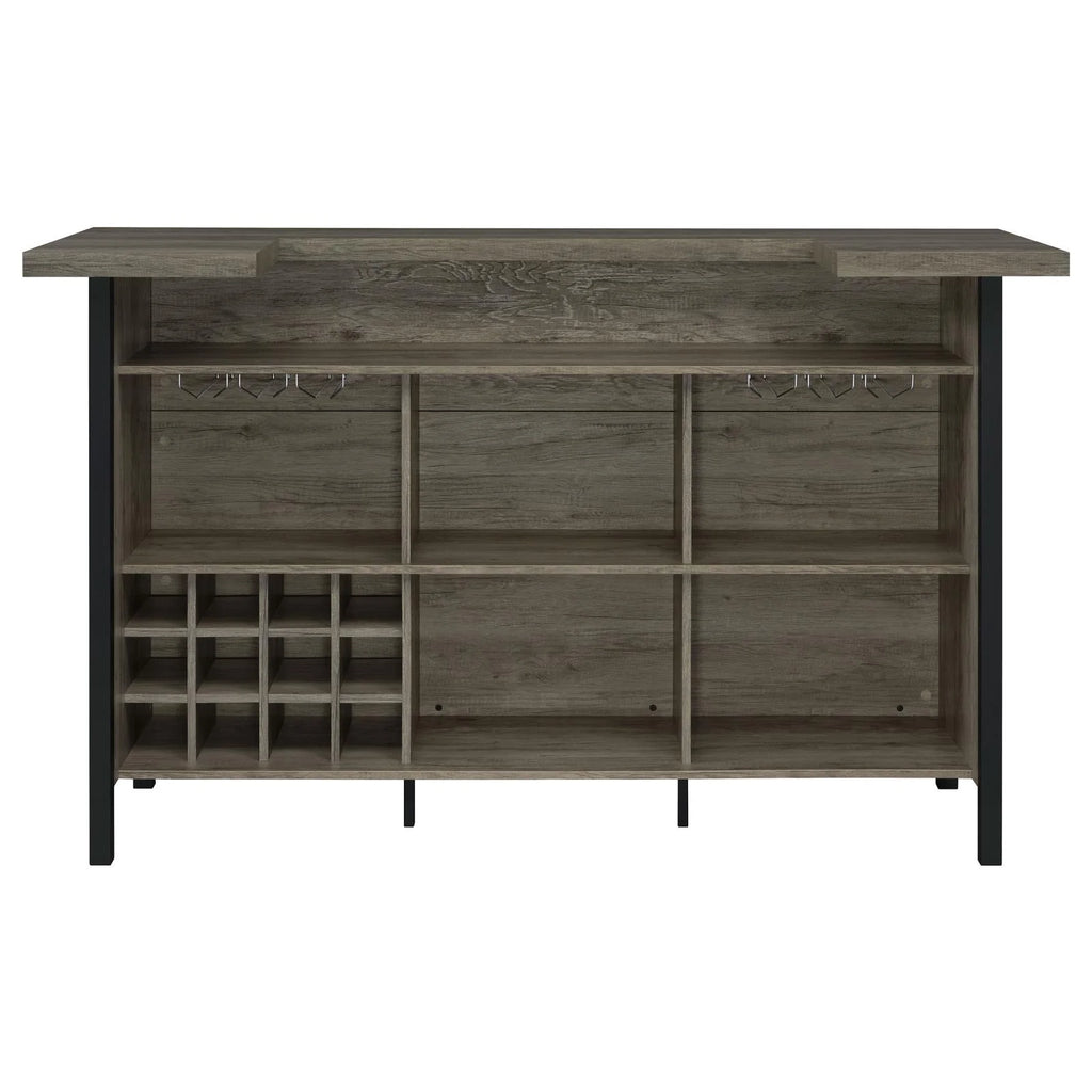 Bar Unit with Footrest Grey Driftwood and Black G856