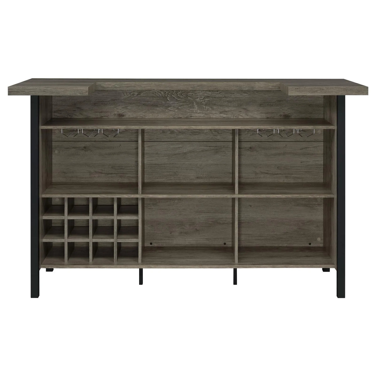 Bar Unit with Footrest Grey Driftwood and Black G856