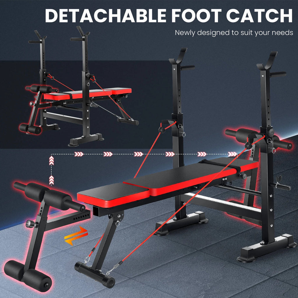 Adjustable Weight Bench Set with Barbell Rack E416316