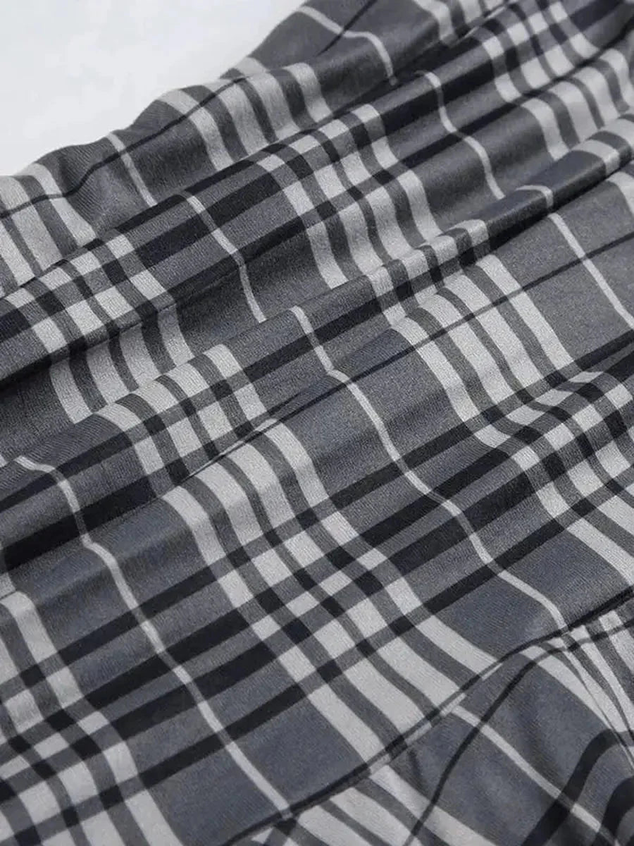 Checked Irregular Hem Midi Skirt O260947
