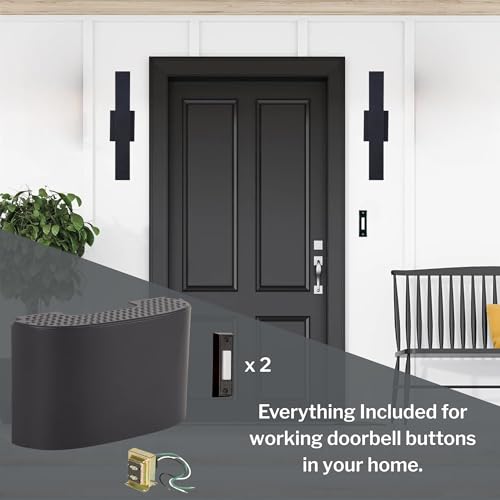 Flat Black Door Chime Kit with 2 Black Buttons X599