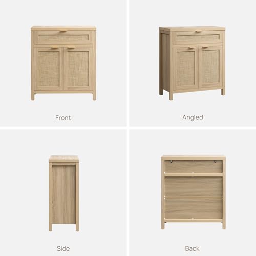 Rattan Storage Cabinet Set of 2 with Doors and Drawer V548