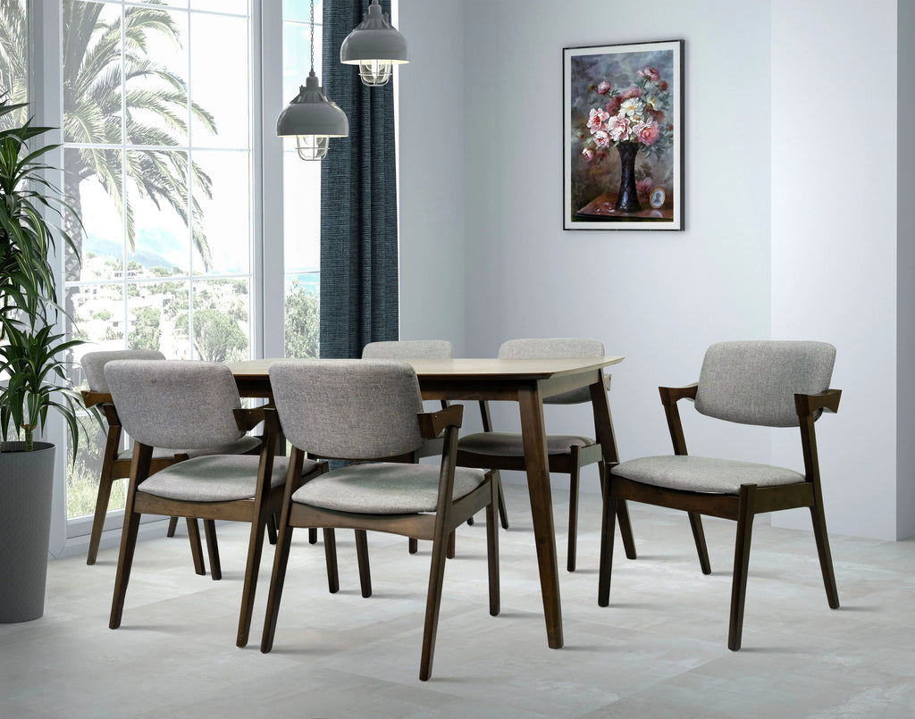 7-Piece Solid Wood Dining Table and 6 Chairs M48381