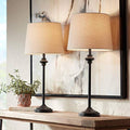 Set of 2 Dark Bronze Brown Metal Table Lamps H121145