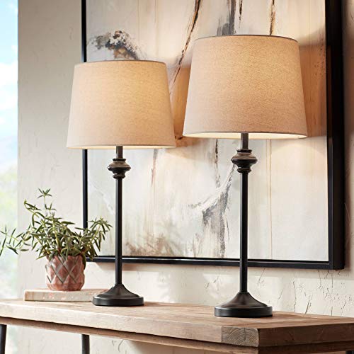 Set of 2 Dark Bronze Brown Metal Table Lamps H121145