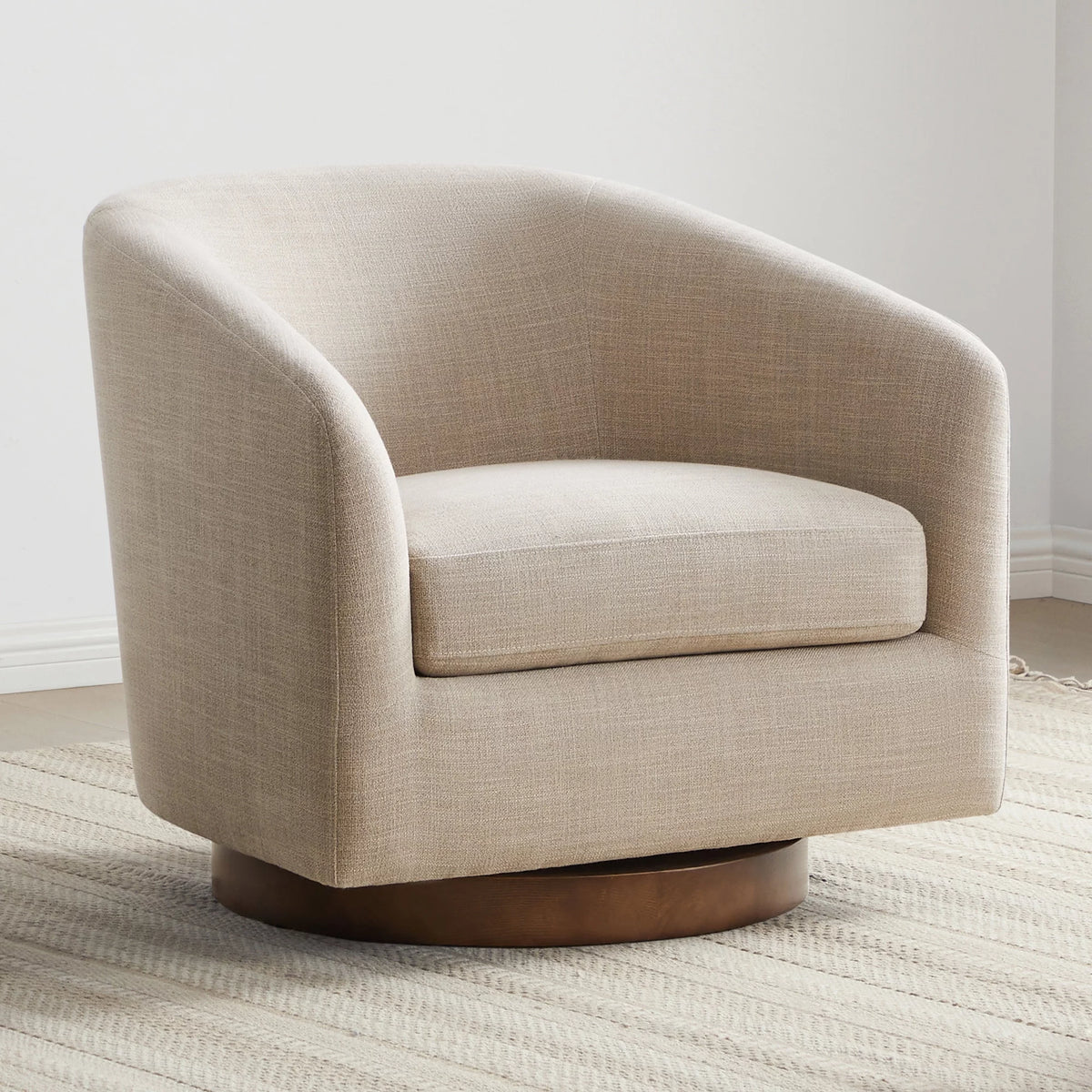 Ivory White Fabric Swivel Accent Chair K841791