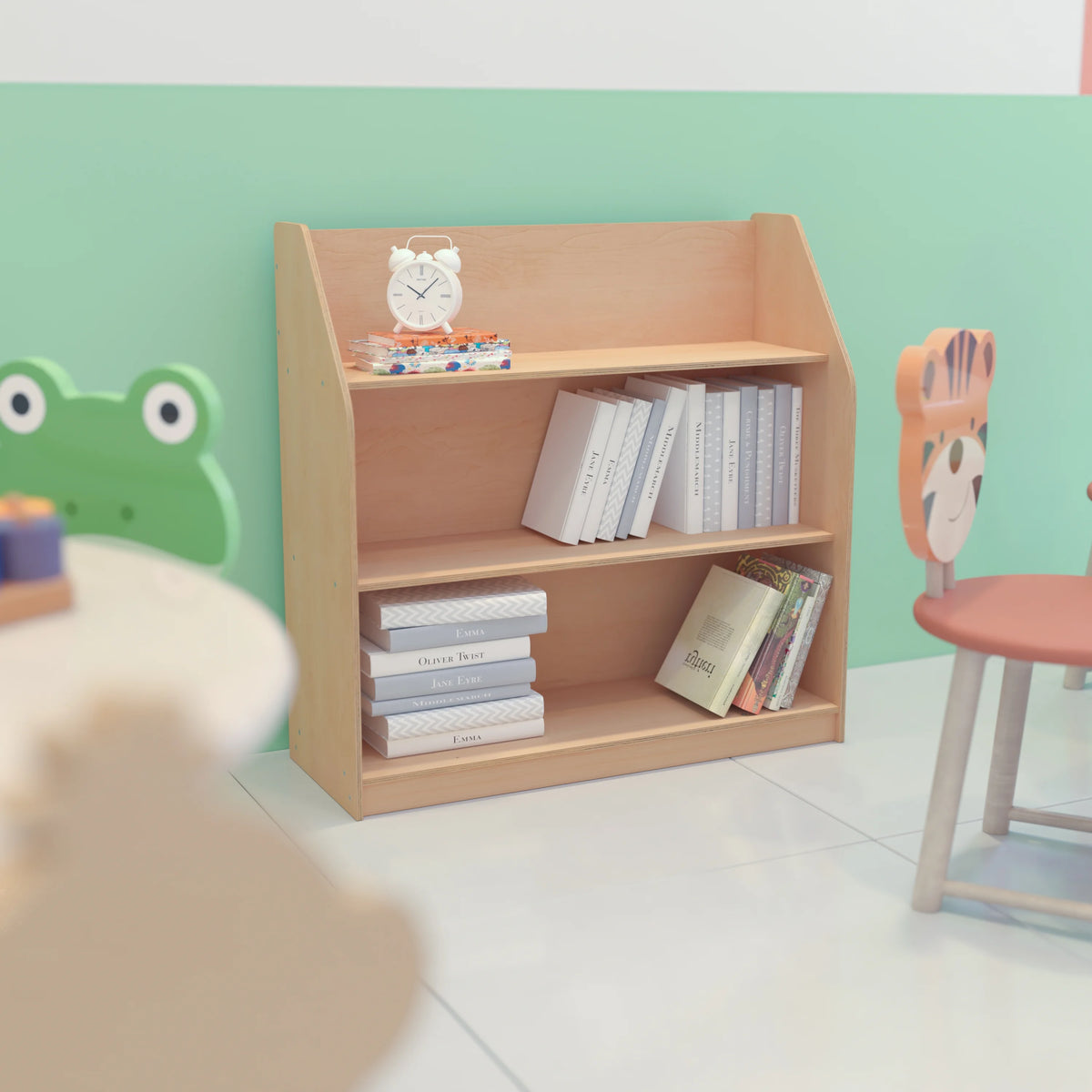 Natural Wooden 3 Shelf Book Display E222038