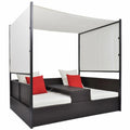 Brown Poly Rattan Patio Bed with Canopy Y77221