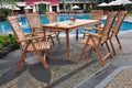 7 Pc Teak Dining Set with Rectangle Table and 6 Arm Chairs O42142