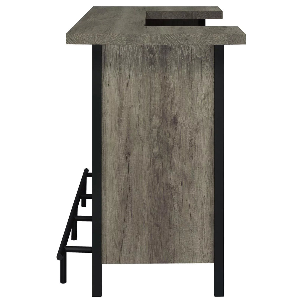 Bar Unit with Footrest Grey Driftwood and Black G856