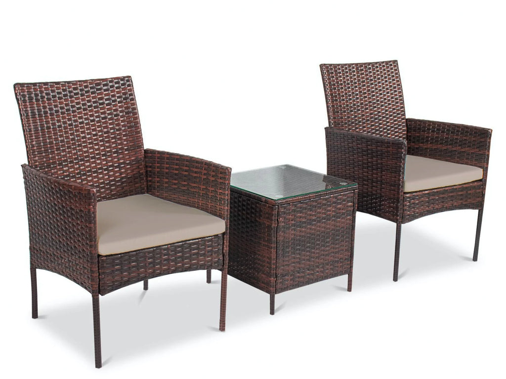 3 Piece Rattan Bistro Patio Furniture Set N106