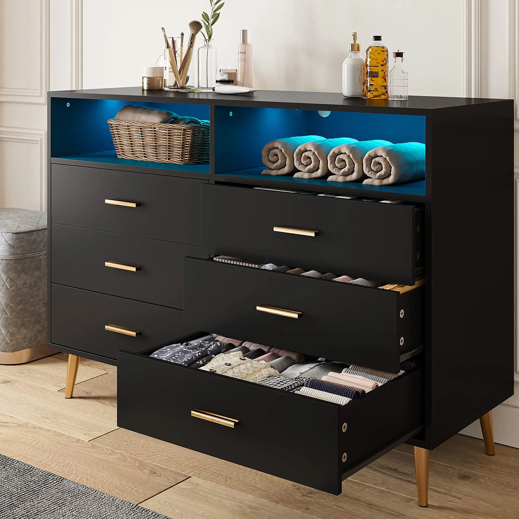 White 6 Drawer Wood Dresser S3673