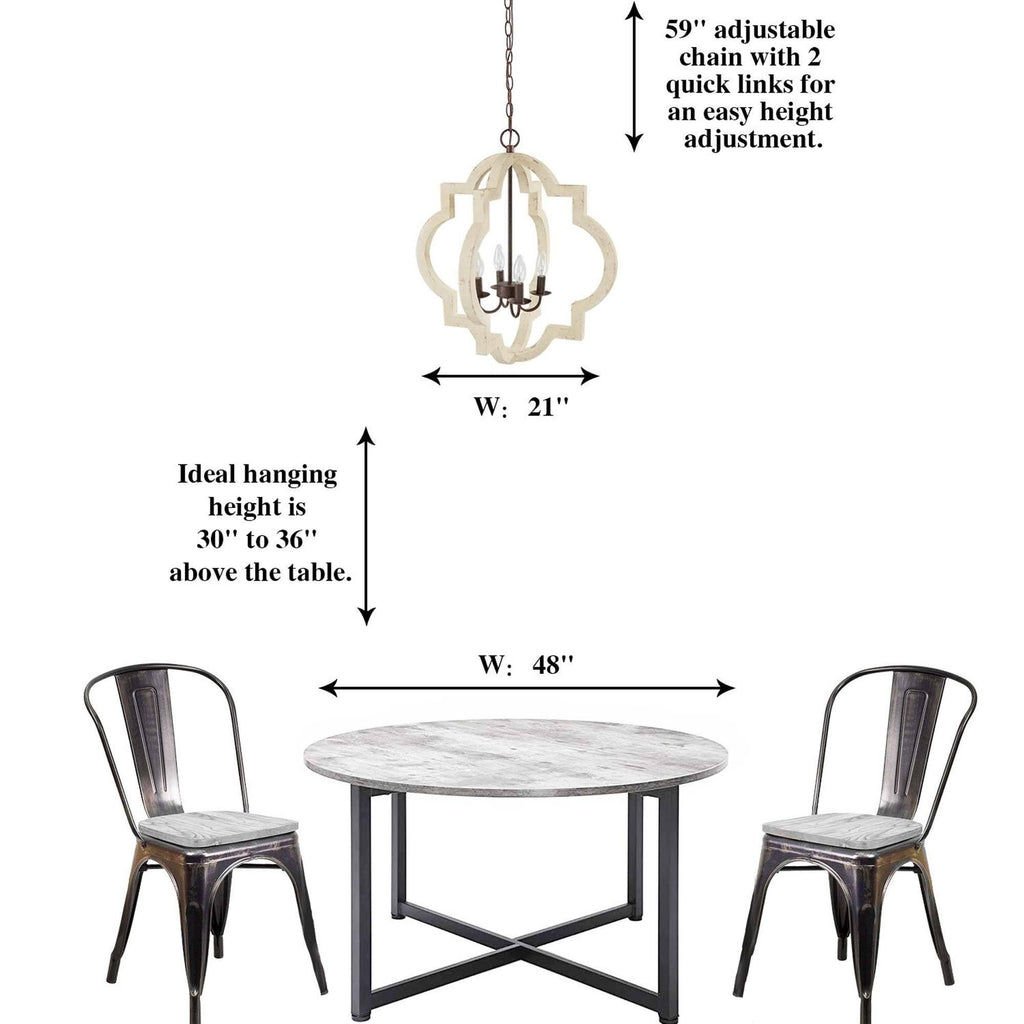 4-Light Weathered White Lantern Candle Chandelier L393