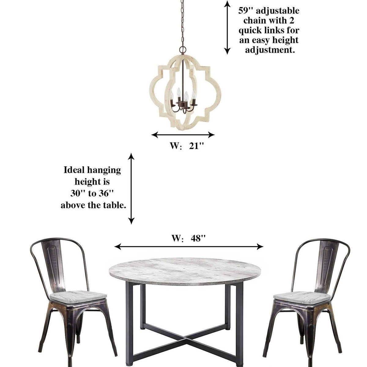 4-Light Weathered White Lantern Candle Chandelier L393