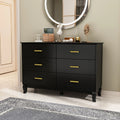 Black 6 Drawer Double Dresser P322