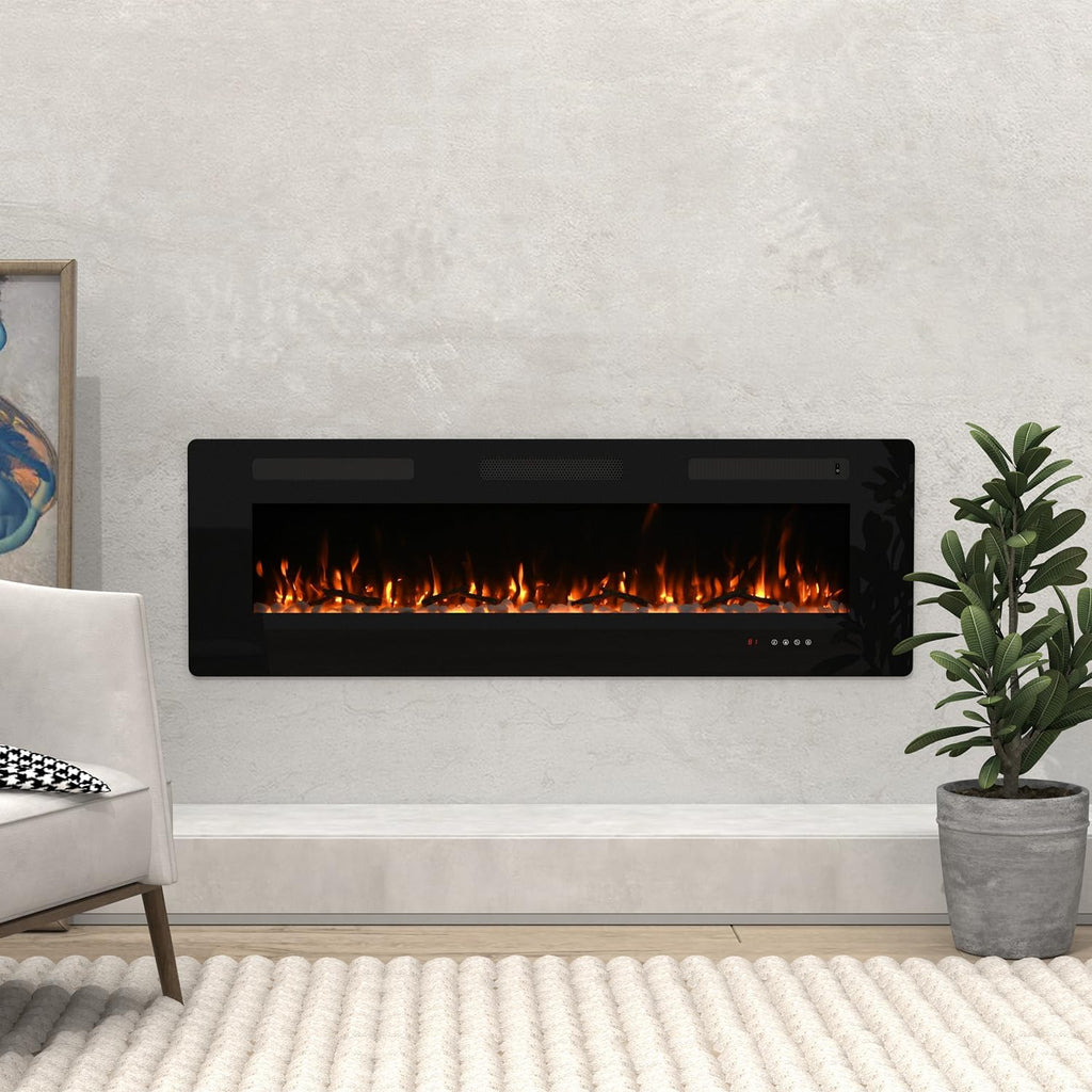 60 inch Recessed Wall Mounted Electric Fireplace Heater with Remote Control O254