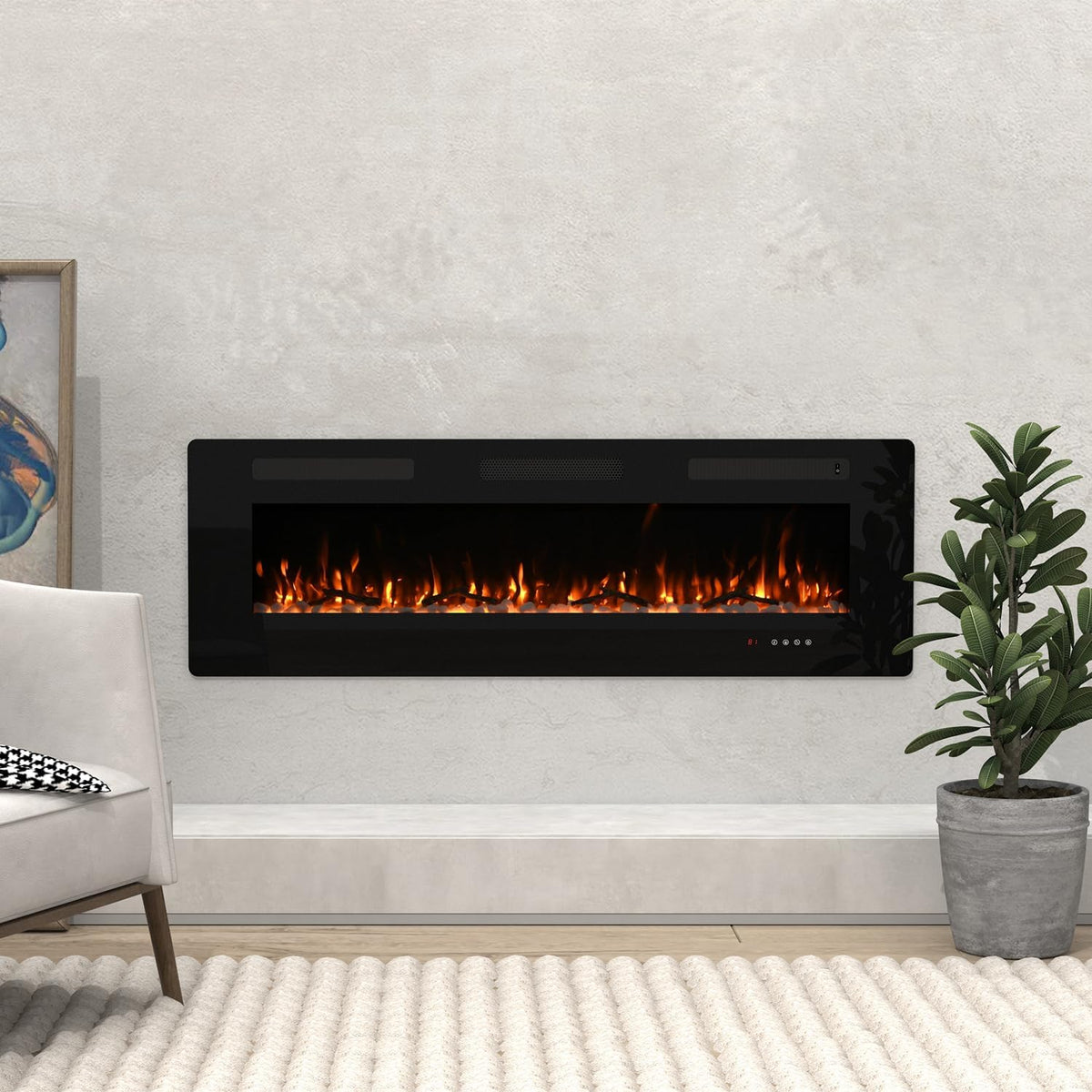 60 inch Recessed Wall Mounted Electric Fireplace Heater with Remote Control O254