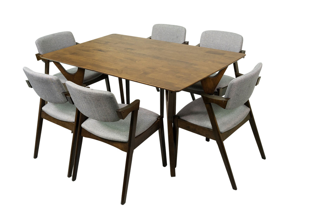 7-Piece Solid Wood Dining Table and 6 Chairs M48381