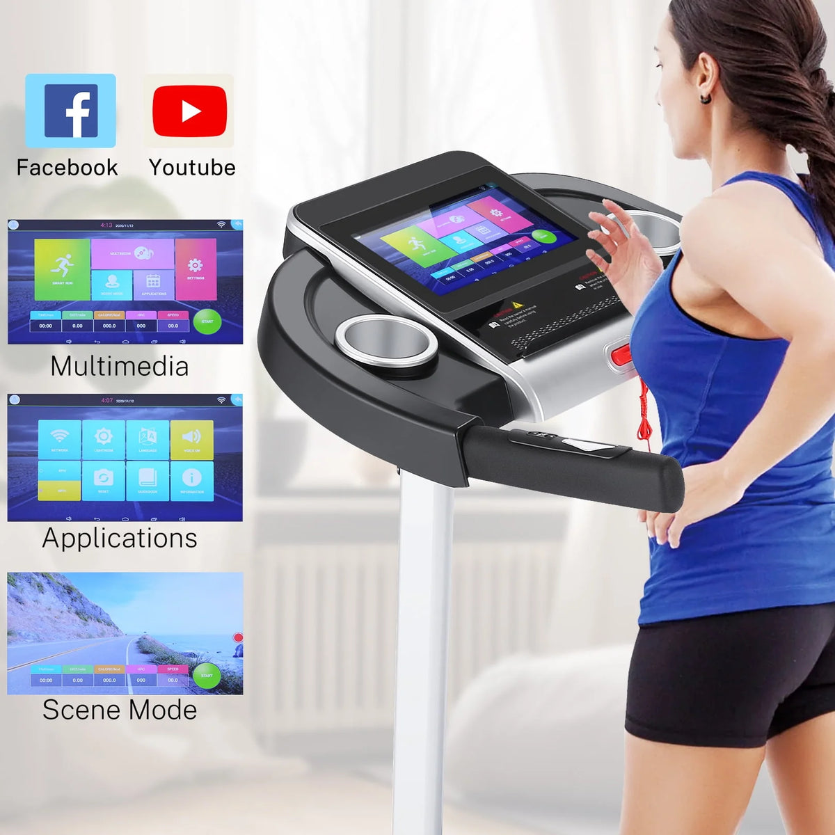 Electric Motorized Treadmill with 3 Incline Levels F626