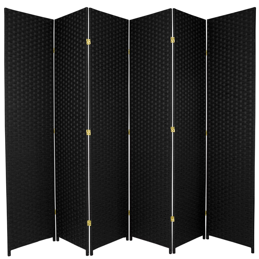 Black 6 Panel Woven Fiber Room Divider R13133