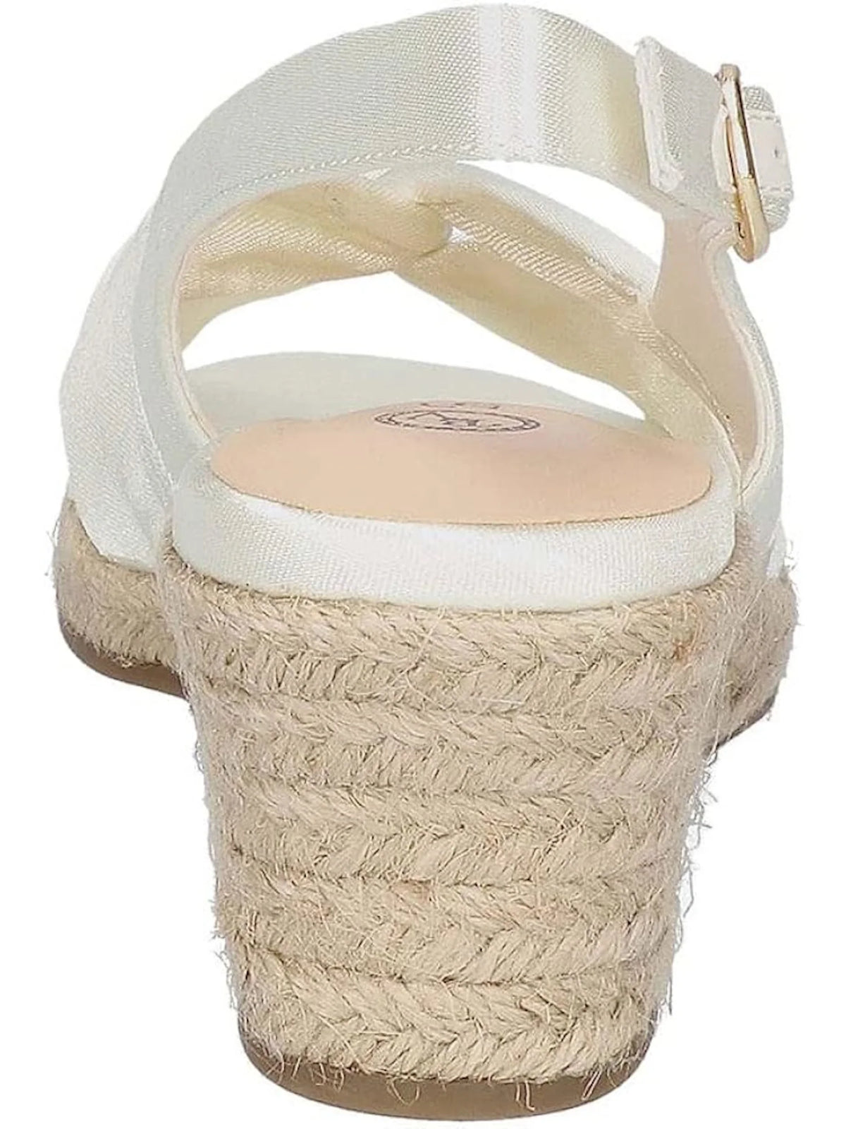 White Padded Round Toe Wedge Buckle Espadrille Shoes G8063