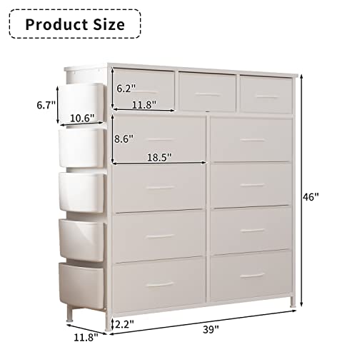Black 11 Drawer Fabric Storage Dresser with Wood Top G848702