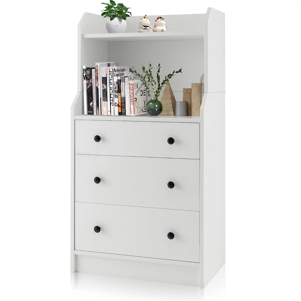 White 3 Drawer Wood Dresser T960322