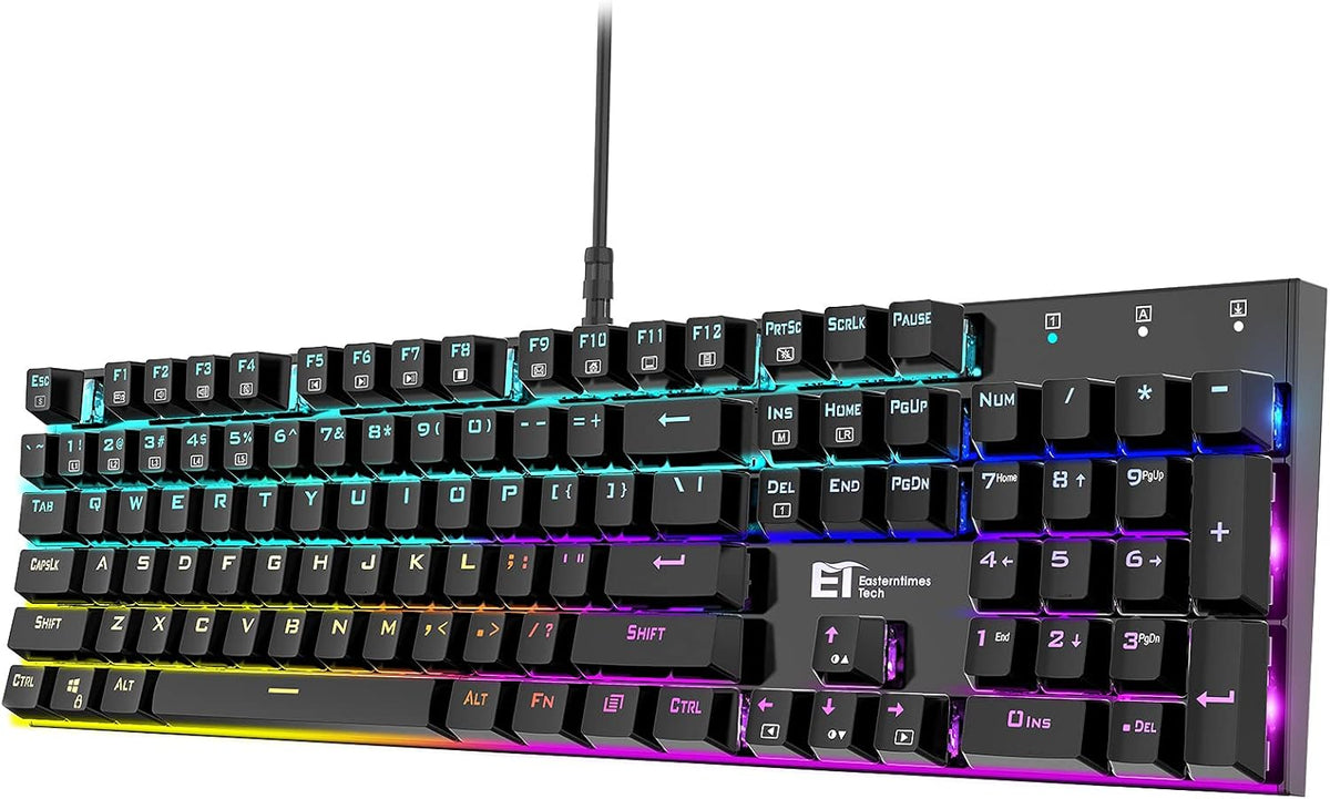 RGB Backlit 104 Keys Blue Switch Wired Mechanical Gaming Keyboard O250