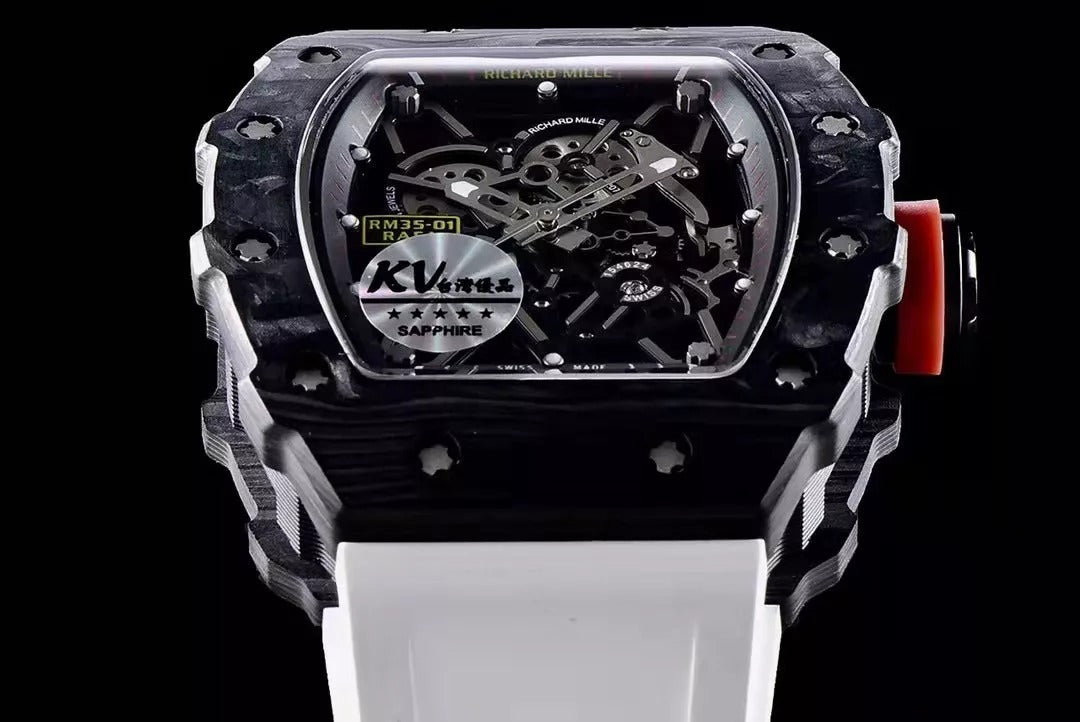 Black Bezel Blue Dial White Rubber Strap Watch L1471