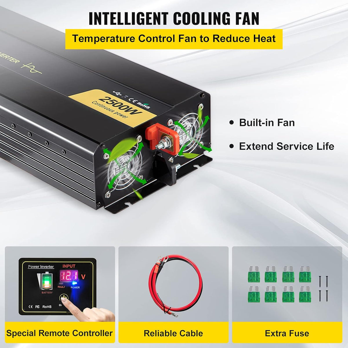 2500 Watt Pure Sine Wave Power Inverter M7911